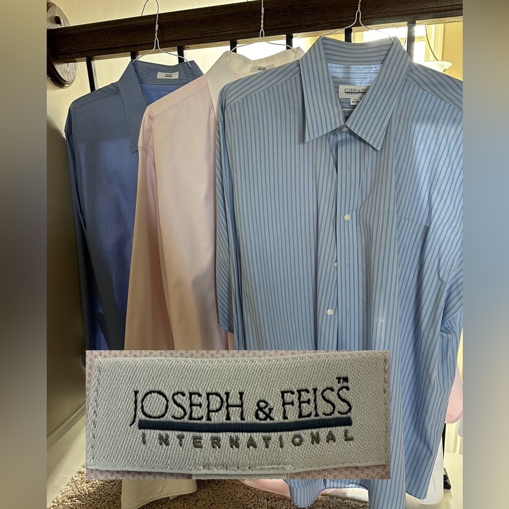 3- Joseph & Feiss Dress Shirts 17-1/2, - 34/35